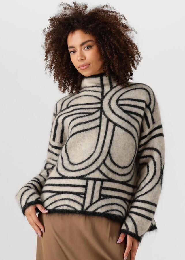 SECOND FEMALE Dames Truien & Vesten Signa Knit T-neck Gebroken Wit - Foto 4