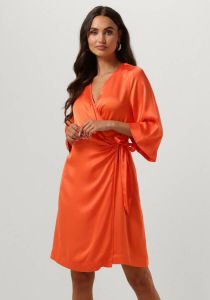 Selected Femme Oranje Mini Jurk Slffranziska 3 4 Short Satin Wrap Dress