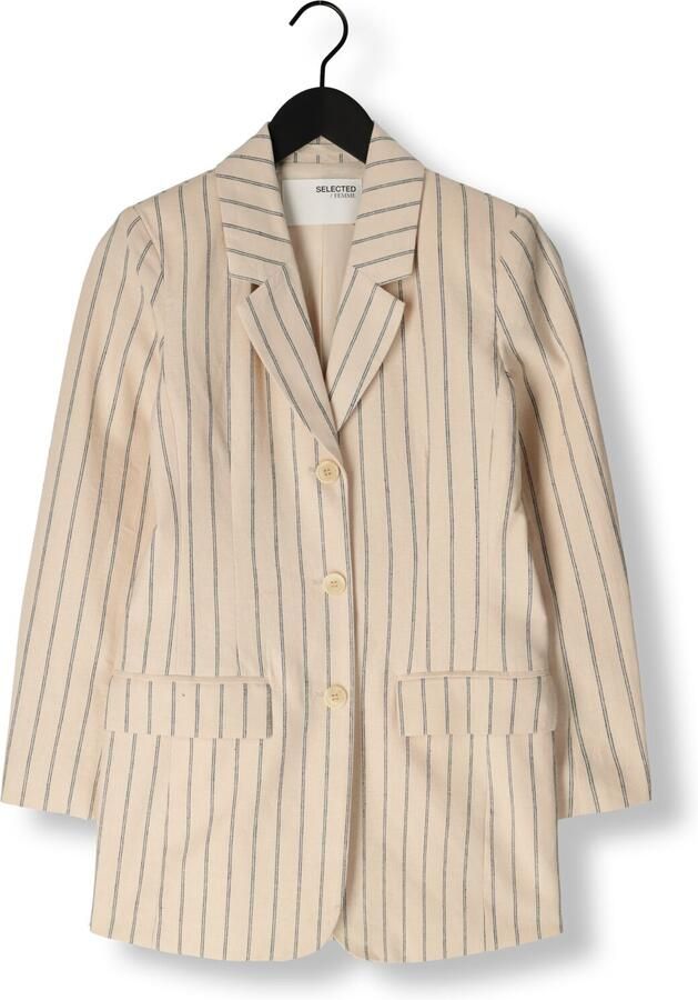 SELECTED WOMEN Dames Blazers Slfhilda Ls Fitted Blazer Pin Stripe Zand - Foto 3