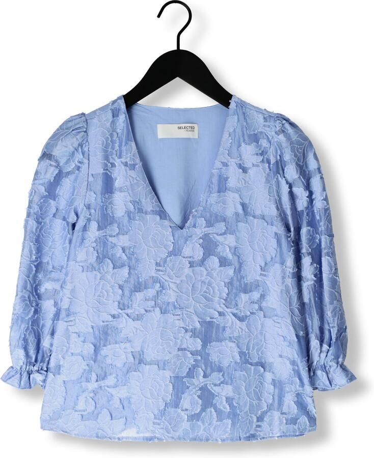 SELECTED FEMME Dames Blouses Slfcathi-sadie 3 4 Top Ff Lichtblauw - Foto 1