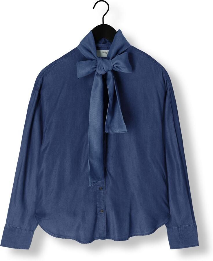 SELECTED FEMME Dames Blouses Slfjanna Ls Relaxed Chambray Shirt Donkerblauw