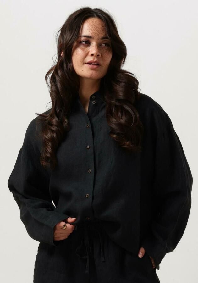 Selected Femme Zwarte Linnen Blouse Casual-Chic Stijl Black Dames - Foto 4