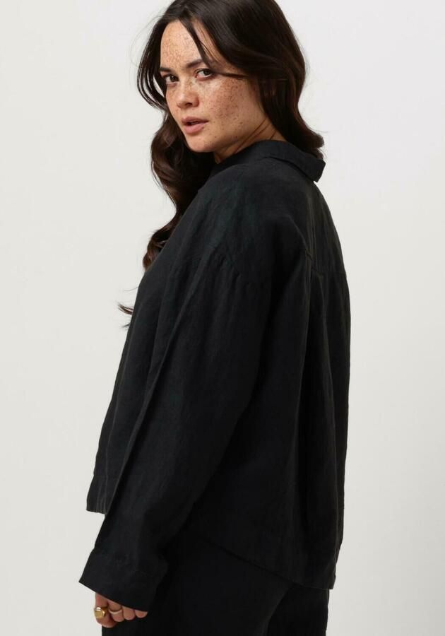 Selected Femme Zwarte Linnen Blouse Casual-Chic Stijl Black Dames - Foto 2