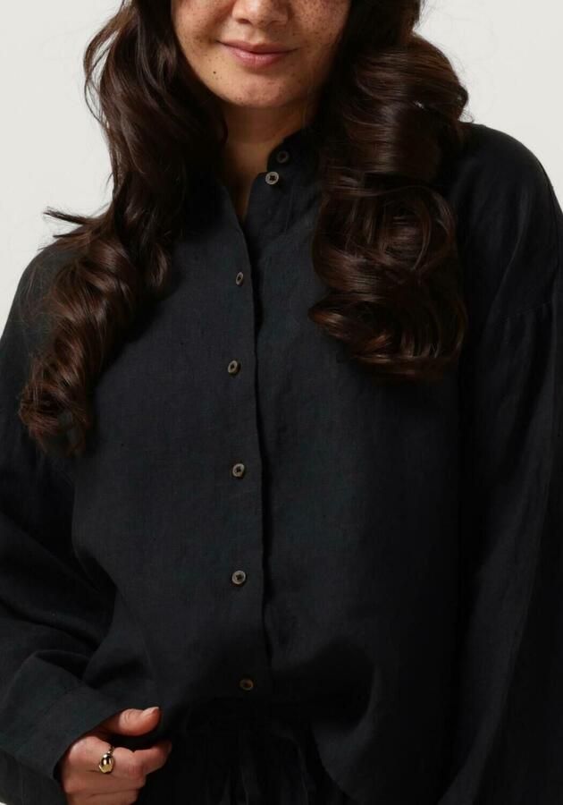 Selected Femme Zwarte Linnen Blouse Casual-Chic Stijl Black Dames - Foto 3