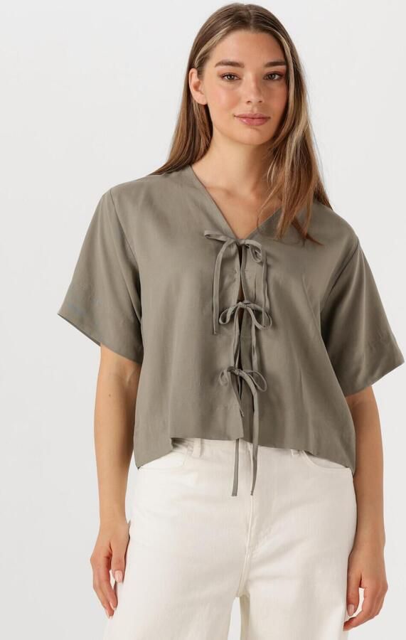 SELECTED FEMME Dames Blouses Slfnatuk 2 4 Boxy Tie Top Groen - Foto 4