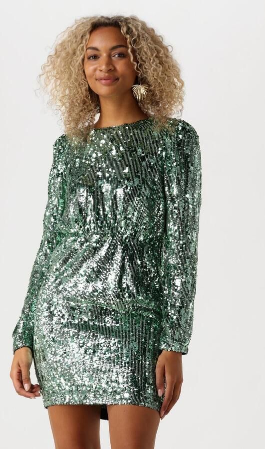 SELECTED WOMEN Dames Jurken Slfari-colyn Ls Short Sequins Groen - Foto 4