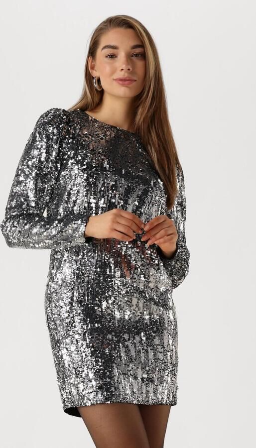 SELECTED WOMEN Dames Jurken Slfari-colyn Ls Short Sequins Zilver - Foto 4