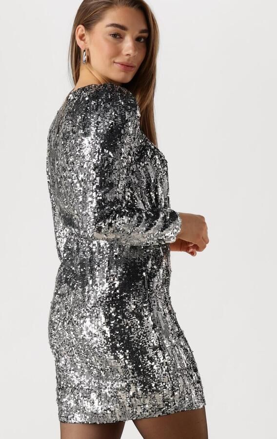 SELECTED WOMEN Dames Jurken Slfari-colyn Ls Short Sequins Zilver - Foto 2
