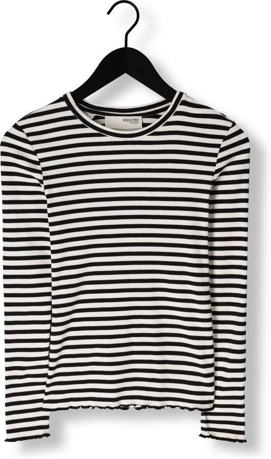 SELECTED WOMEN Dames Tops & T-shirts Anna Ls Crew Neck Tee Stripe Wit - Foto 3