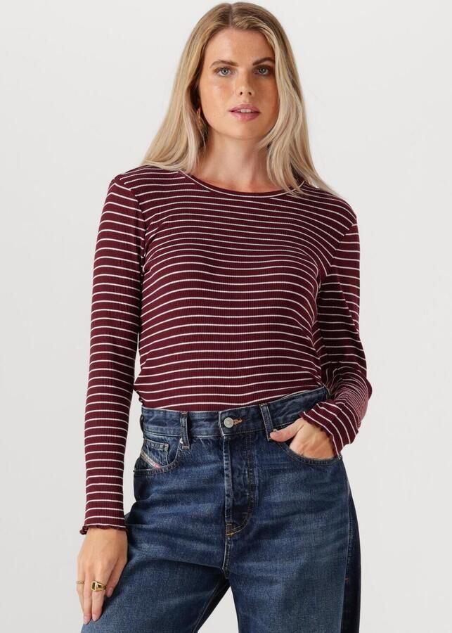 SELECTED FEMME Dames Tops & T-shirts Slfanna Ls Crew Neck Tee Str Bordeaux - Foto 4