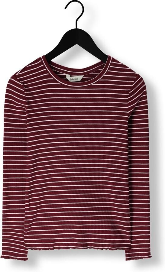 SELECTED FEMME Dames Tops & T-shirts Slfanna Ls Crew Neck Tee Str Bordeaux - Foto 3