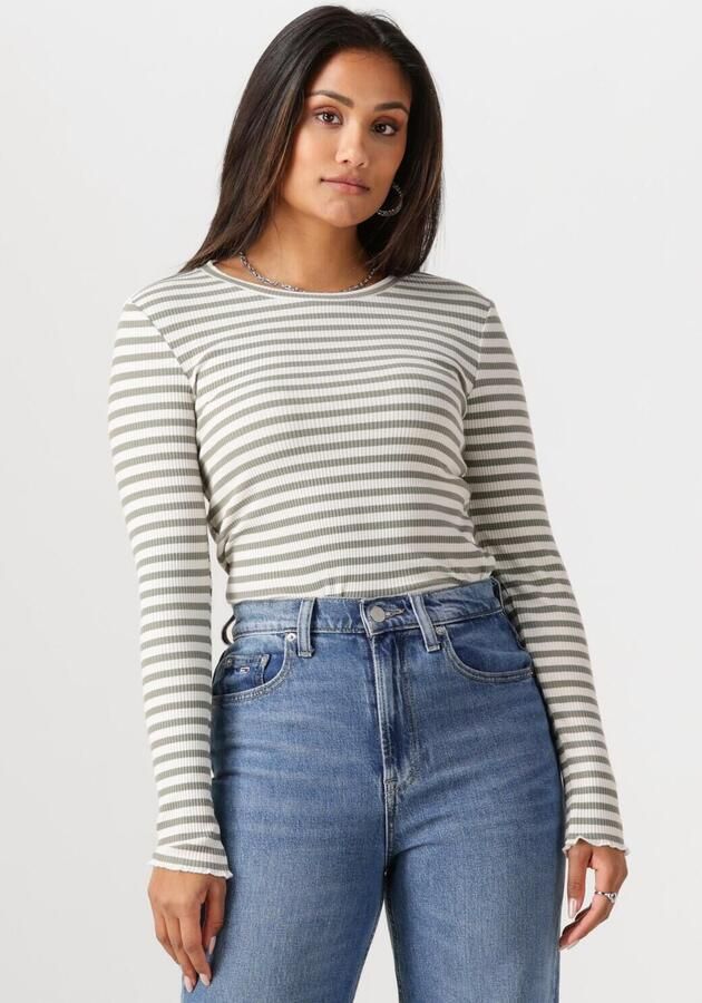 SELECTED FEMME Dames Tops & T-shirts Slfanna Ls Crew Neck Tee Str Groen - Foto 4