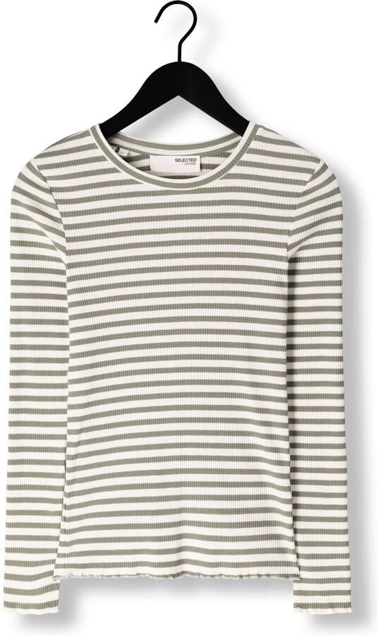 SELECTED FEMME Dames Tops & T-shirts Slfanna Ls Crew Neck Tee Str Groen - Foto 3