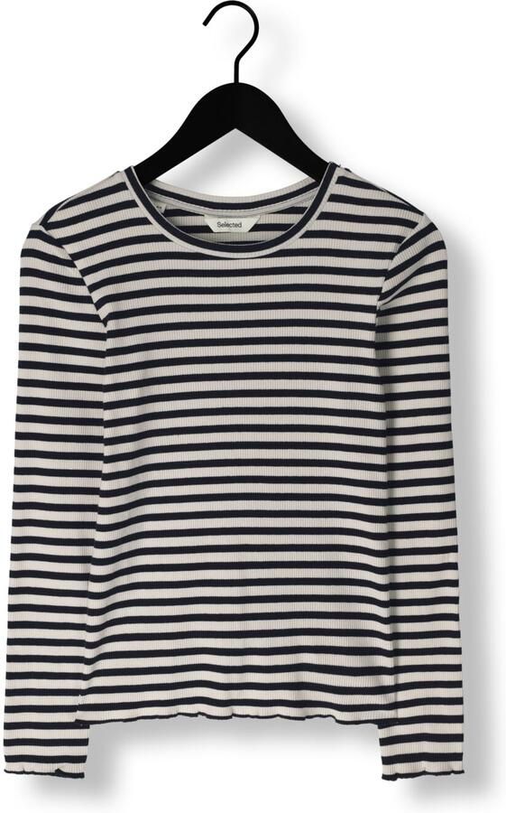 SELECTED WOMEN Dames Tops & T-shirts Slfanna Ls Crew Neck Tee Str Zwart - Foto 3