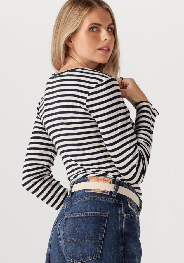 SELECTED WOMEN Dames Tops & T-shirts Slfanna Ls Crew Neck Tee Str Zwart - Foto 2