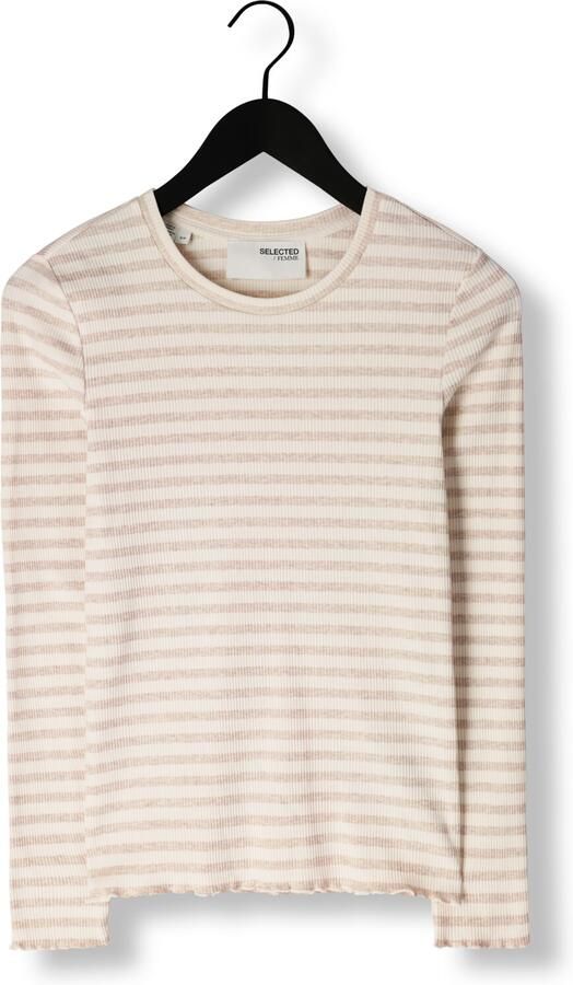 SELECTED FEMME Dames Tops & T-shirts Slfanna Ls Crew Neck Tee Stripe Beige - Foto 3