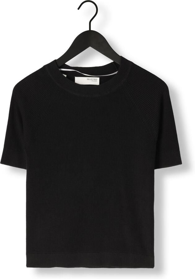 SELECTED FEMME Dames Tops & T-shirts Slfelinna New Ss Knit Top Zwart