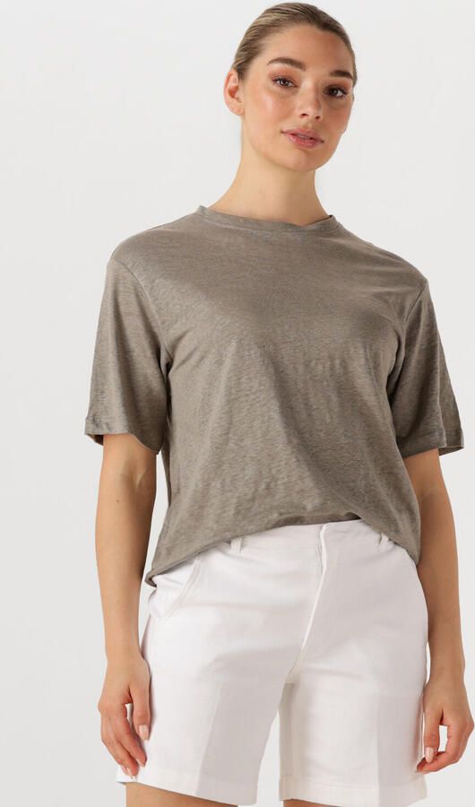 SELECTED FEMME Dames Tops & T-shirts Slfvilja Linen Ss Tee Lichtgrijs - Foto 4