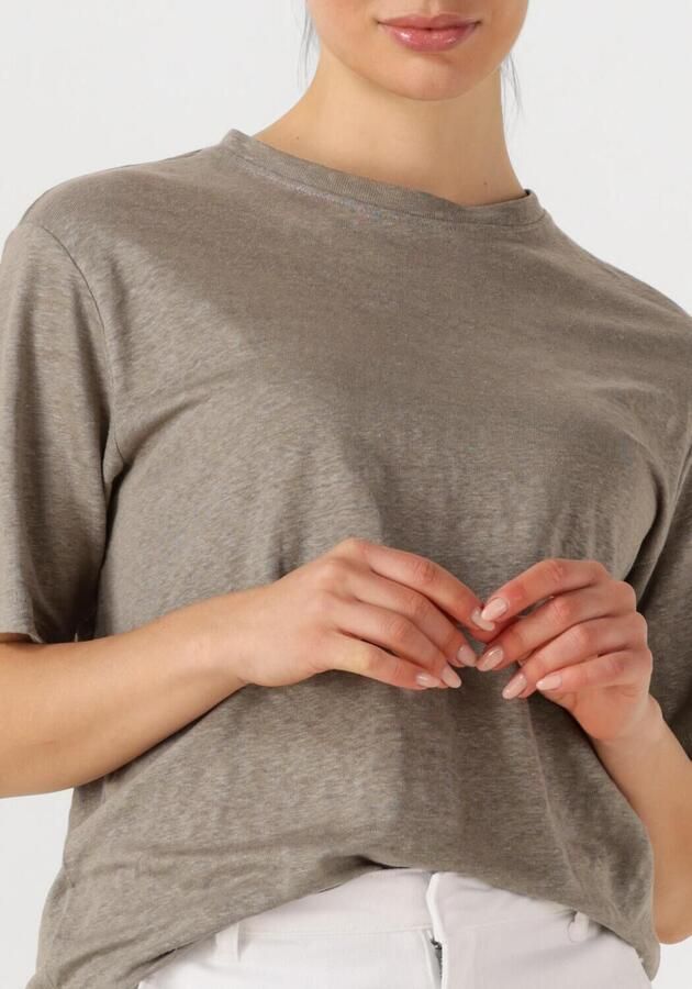 SELECTED FEMME Dames Tops & T-shirts Slfvilja Linen Ss Tee Lichtgrijs - Foto 3