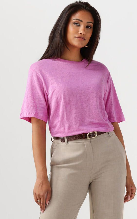 SELECTED WOMEN Dames Tops & T-shirts Slfvilja Linen Ss Tee Roze - Foto 4