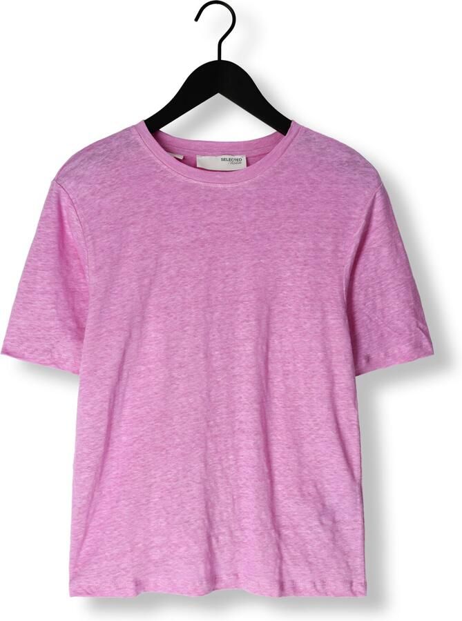 SELECTED WOMEN Dames Tops & T-shirts Slfvilja Linen Ss Tee Roze