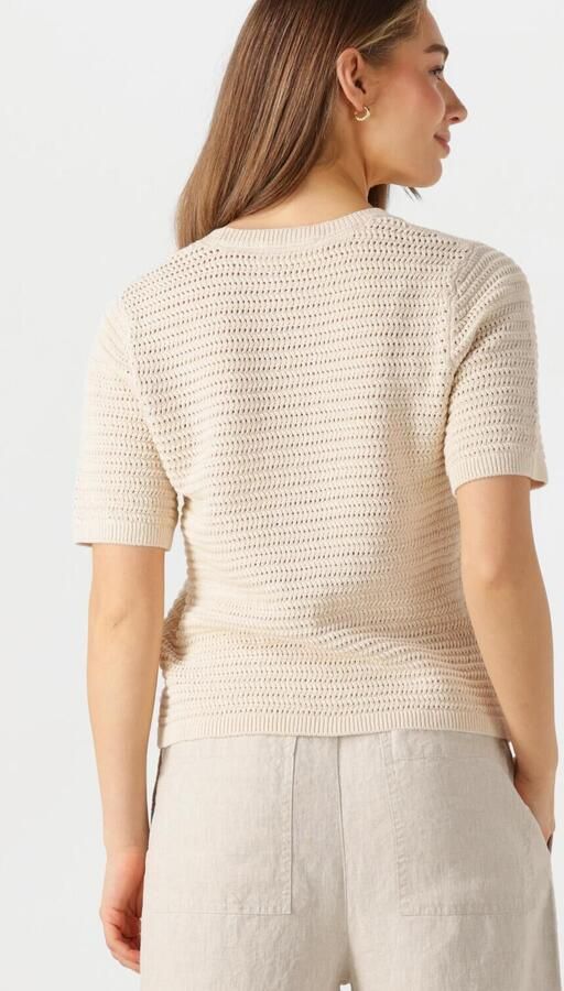SELECTED WOMEN Dames Tops & T-shirts Slfvinna Ss Structure Knit O-neck Ecru - Foto 3