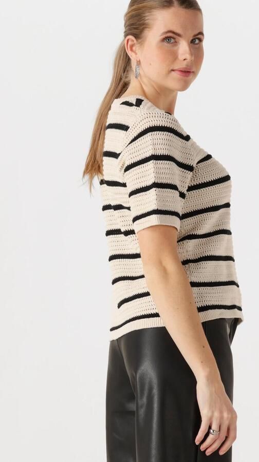 SELECTED WOMEN Dames Tops & T-shirts Slfvinna Ss Structure Knit O-neck Zwart - Foto 3