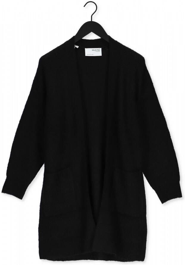 Zwarte Selected Femme Vest Slflulu Ls Knit Long Cardigan