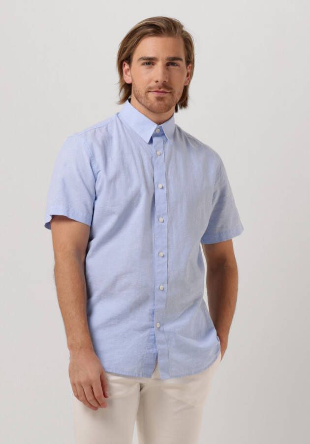 SELECTED HOMME Heren Overhemden Slhslimnew-linen Shirts Ss Classic W Blauw