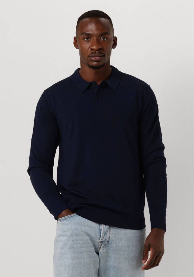 SELECTED HOMME Heren Polo's & T-shirts Slhtown Merino Coolmax Knit Polo Noos Donkerblauw