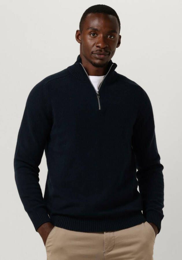 SELECTED HOMME Heren Truien & Vesten Slhreg Dan Wool-mix Zip High Neck Ow Donkerblauw