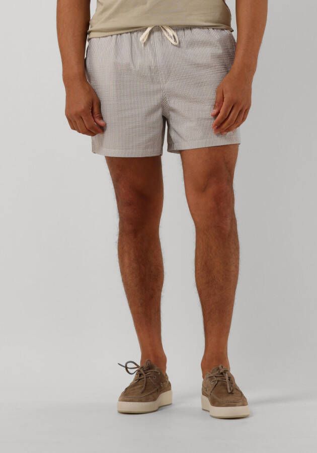 Selected Homme Gebroken Wit Korte Broek Slhcooper Seersucker Swimshorts W Vetiver Stripes