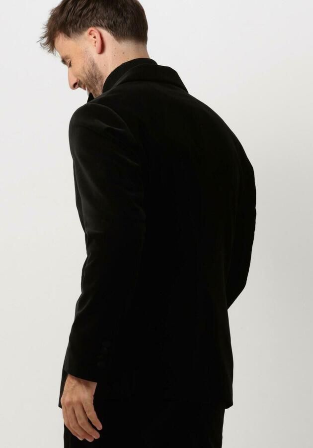Selected Homme Zwarte Fluwelen Blazer met Revers Kraag Black Heren - Foto 2