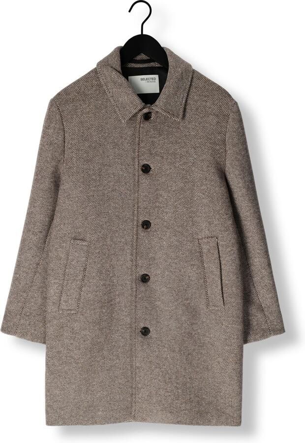 Selected Homme Lange wollen jas met platte kraag model 'ARCHIVE' - Foto 2