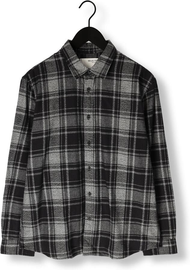 SELECTED HOMME Heren Overhemden Slhreg-owen Flannel Mix Shirt Zwart