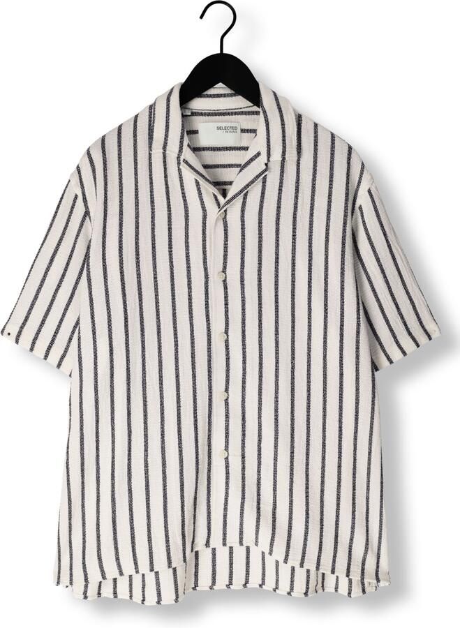 SELECTED HOMME Heren Overhemden Slhrelax-sal Shirt Ss Resort Wit