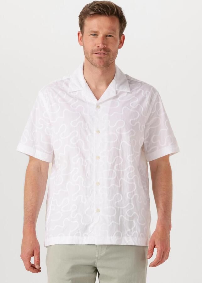 SELECTED MEN Heren Overhemden Slhrelaxeli Emb Ss Shirt Wit - Foto 4