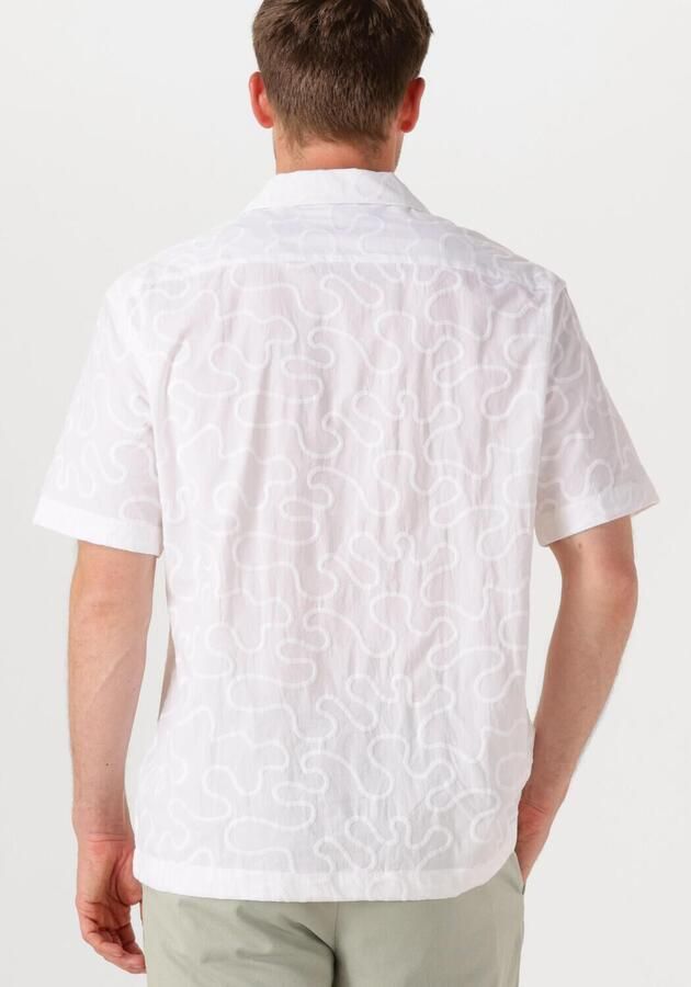 SELECTED MEN Heren Overhemden Slhrelaxeli Emb Ss Shirt Wit - Foto 2