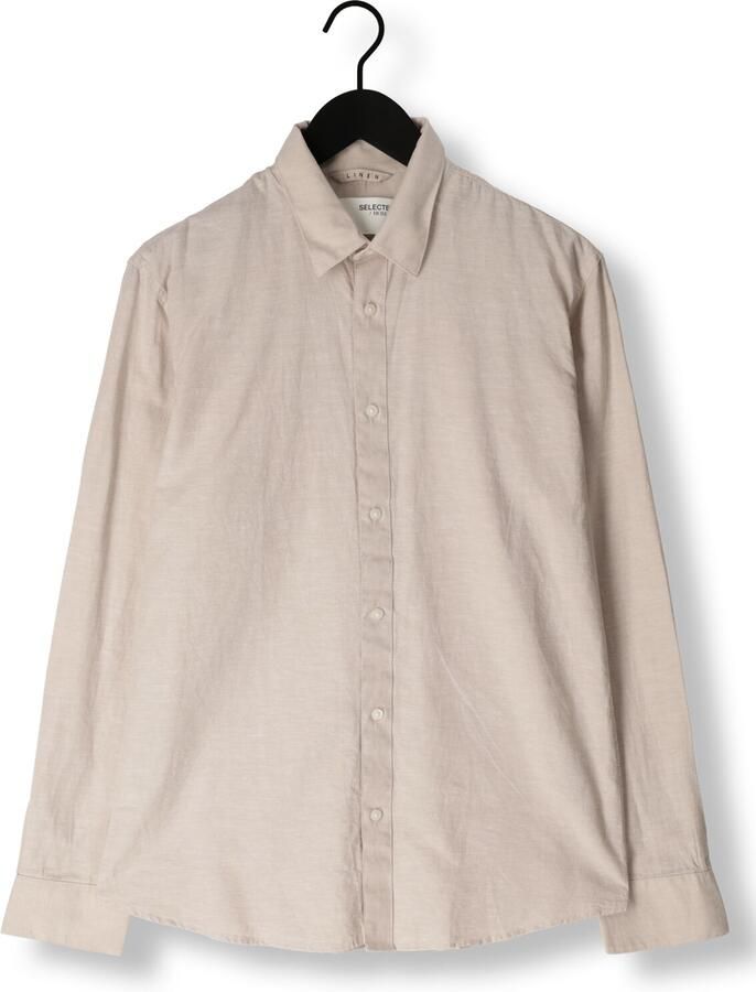 SELECTED HOMME Heren Overhemden Slhslim-sun Shirt Ls Noos Beige