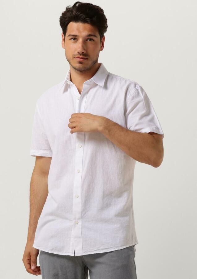 Selected Homme Witte Casual Overhemd Slhslimnew-linen Shirts Ss Classic W