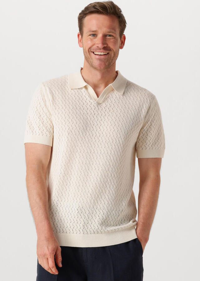 SELECTED HOMME Heren Polo's & T-shirts Shlino Ss Knit Crochet Open Polo Ecru - Foto 4