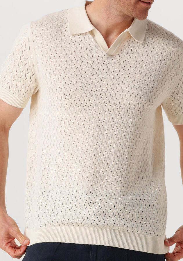 SELECTED HOMME Heren Polo's & T-shirts Shlino Ss Knit Crochet Open Polo Ecru - Foto 2