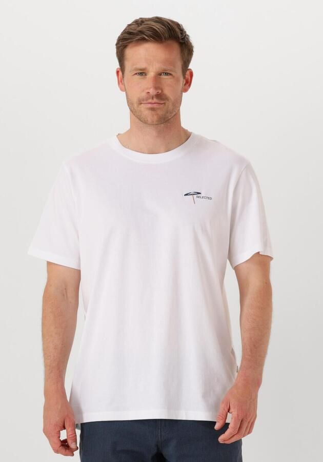 SELECTED MEN Heren Polo's & T-shirts Slhaspen Emb Ss O-neck Tee Wit - Foto 4