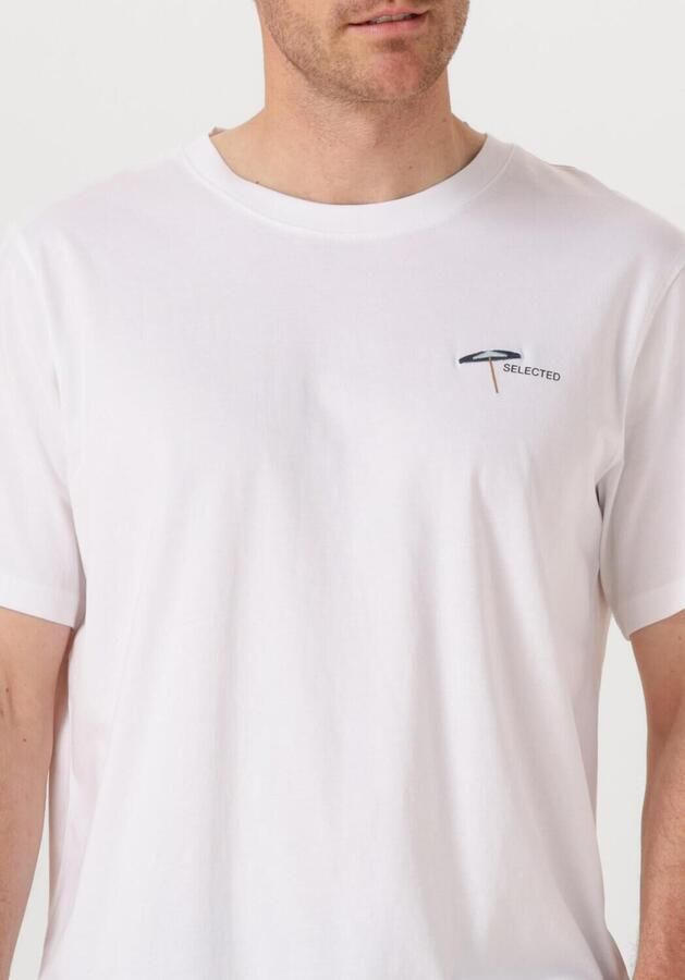 SELECTED MEN Heren Polo's & T-shirts Slhaspen Emb Ss O-neck Tee Wit - Foto 3