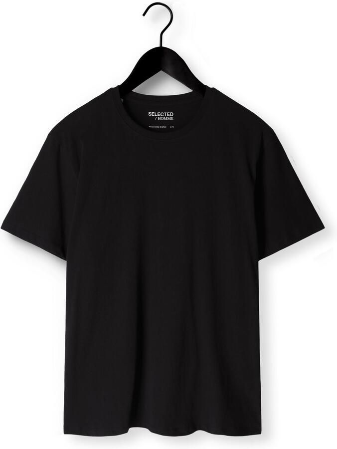 SELECTED HOMME Heren Polo's & T-shirts Slhaspen Ss O-neck Tee Noos Zwart