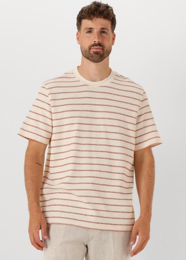 SELECTED HOMME Heren Polo's & T-shirts Slhdjango Stripe Ss O-neck Tee Ecru - Foto 4
