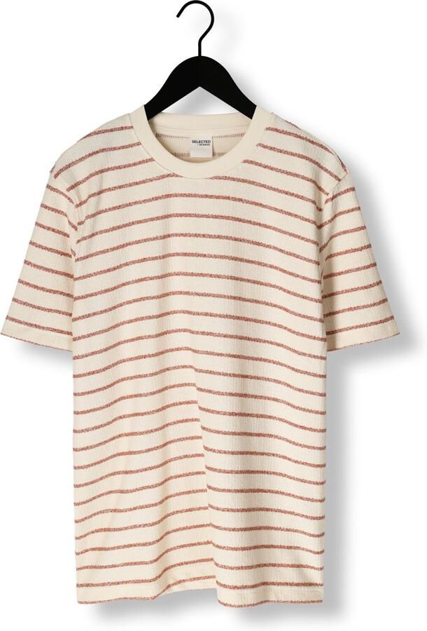 SELECTED HOMME Heren Polo's & T-shirts Slhdjango Stripe Ss O-neck Tee Ecru - Foto 3