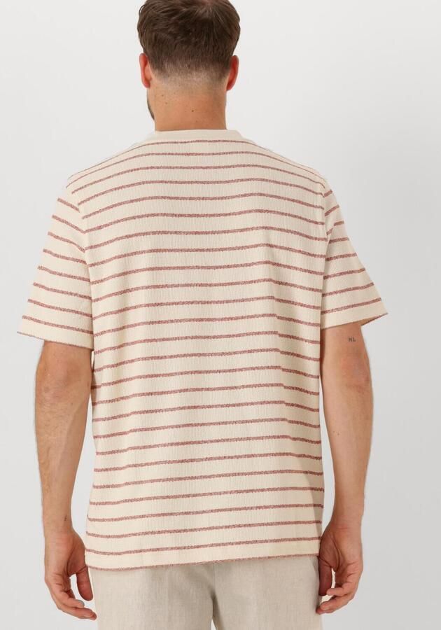 SELECTED HOMME Heren Polo's & T-shirts Slhdjango Stripe Ss O-neck Tee Ecru