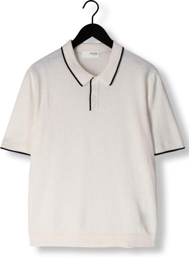 SELECTED HOMME Heren Polo's & T-shirts Slhfave Sport Zip Ss Polo Noos Wit