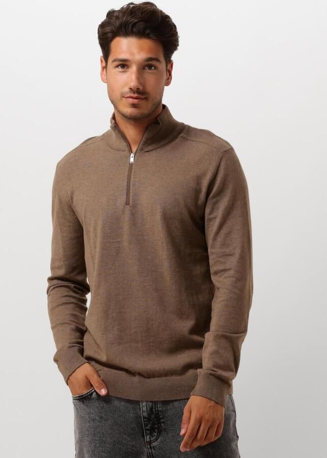 SELECTED HOMME Heren Truien & Vesten Slhberg Half Zip Cardigan Noos Bruin - Foto 4